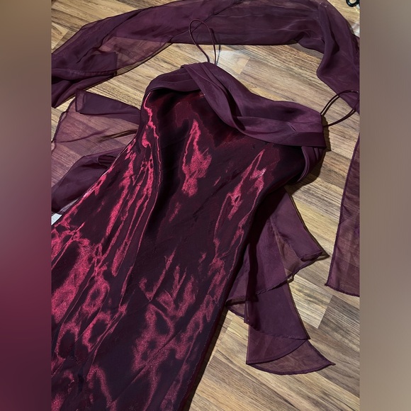 Vintage 90’s Iridescent Crimson Dress Prom Dress Maxi Dress Red Size Large - Picture 6 of 14